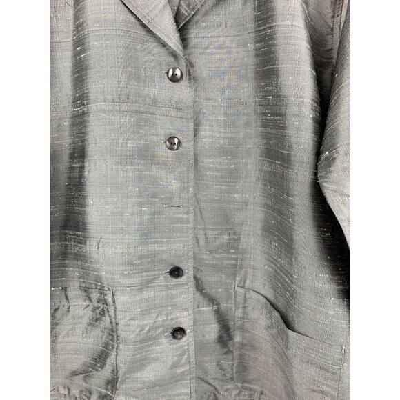 Chicos Design Womens Silk Jacket Size 3 Button-Up Gray - Picture 4 of 4